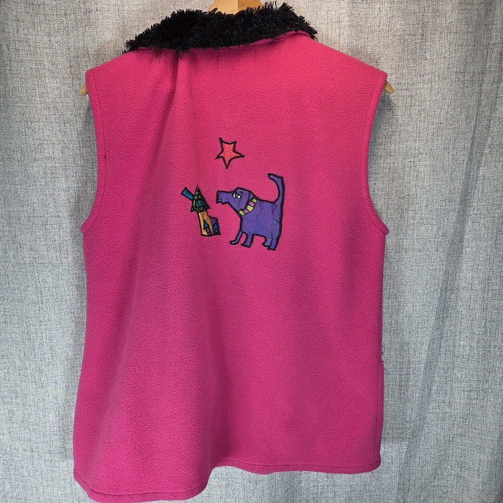 Vintage Christine Seigneuret Fleece Vest Womens M Pink Fleece Artsy Zip 90s - Picture 6 of 8